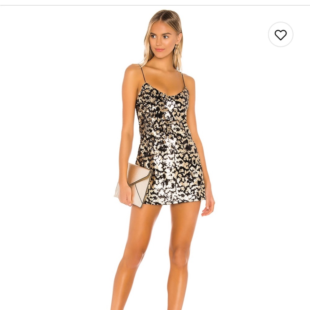 Bryanna Mini Dress in Black & Gold